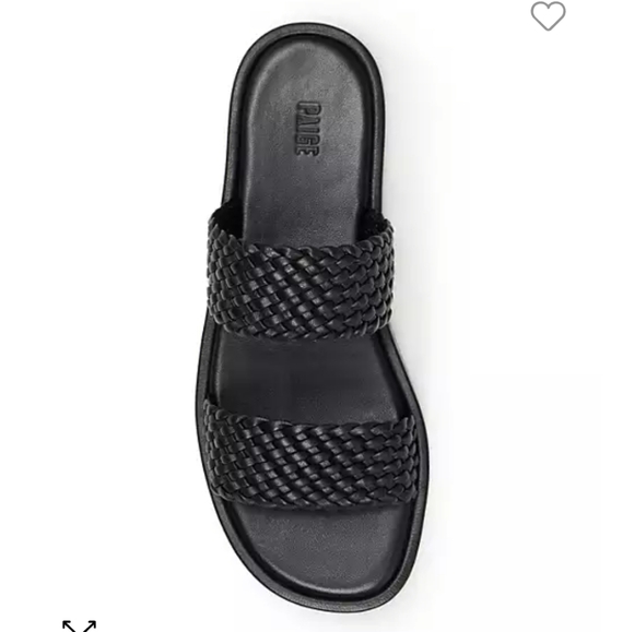 NIB.  PAIGE Dakota slide sandal in black leather - Picture 2 of 7